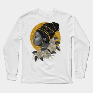 Golden | Beautiful Black Woman Art Long Sleeve T-Shirt